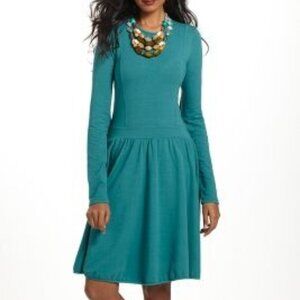 ANTHROPOLOGIE Celine Chemise Knit Dress Teal Long Sleeves Fit & Flare